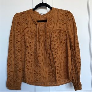 NWOT Madewell Eyelet Double Tie Peasant Top Small